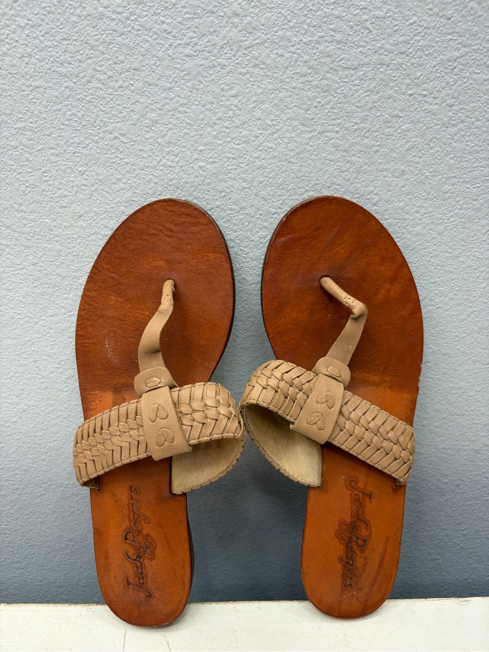 Jack Rogers Brown Leather Thong Sandals Size 8 - Picture 6 of 8